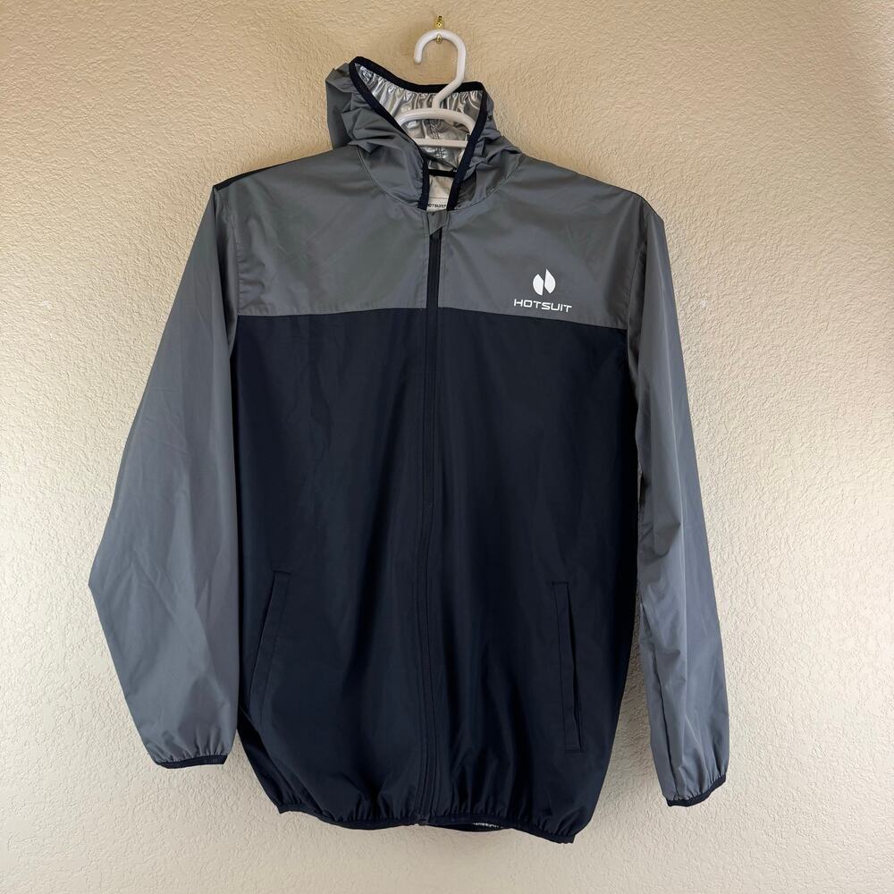 HOTSUIT Sauna Sweat Suit Jacket Mens L Gym Workout Lightweight Full Zip Pockets